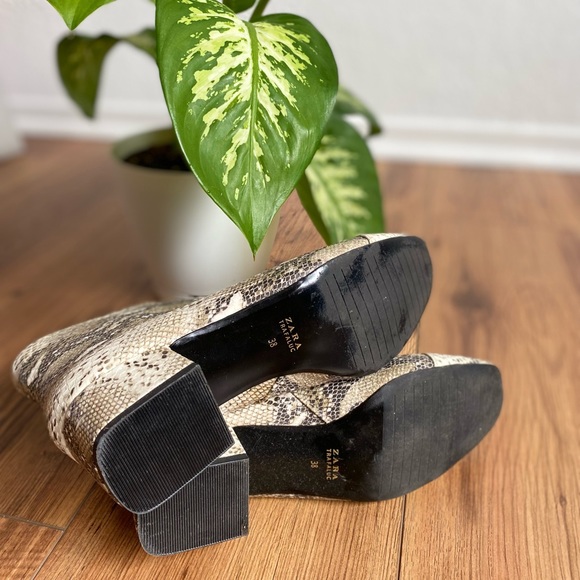 Zara Trafaluc Snake Print Ankle Boots - Picture 6 of 7